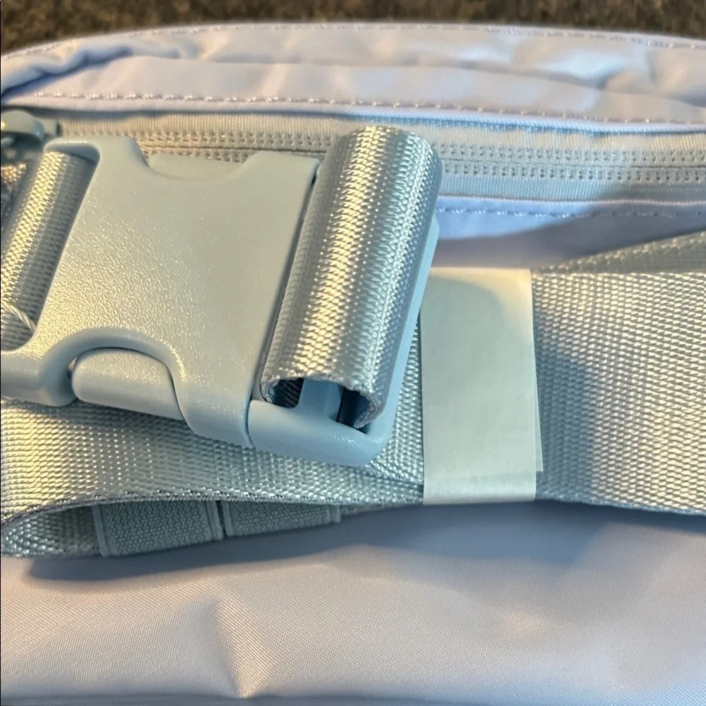 Lululemon Athletica Sky Blue Cosmetic Bag Gummy logo silver hardware.
